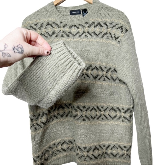 Liz Claiborne Vintage Wool Blend Aztec Pattern Stripes Grandpa Knit Sweater - Picture 5 of 16